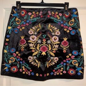 Umgee black embroidered mini skirt